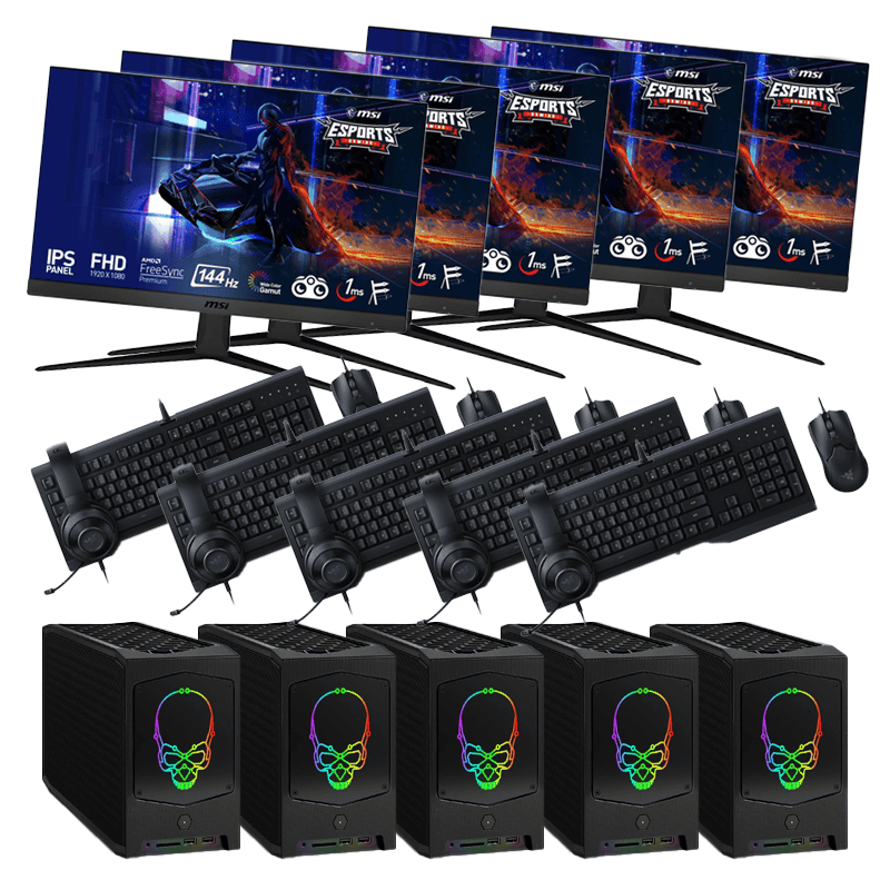 5 x Complete gaming setup - LAN Pakket in Flightcase
