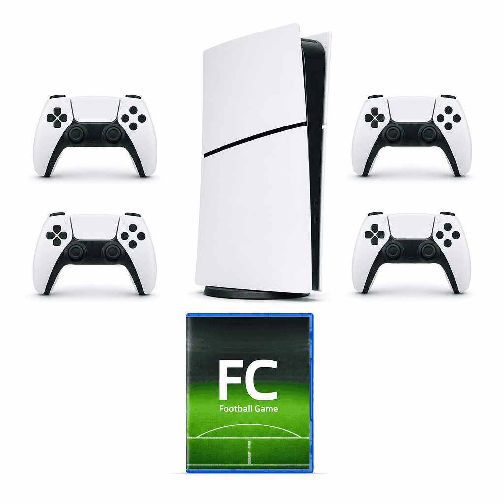 PlayStation 5 Digital EA Sports FC toernooi pakket huren met vier controllers