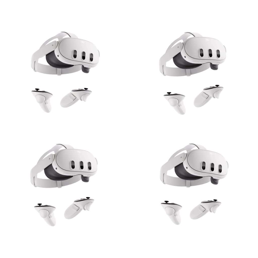 4 Meta Quest 3 VR brillen huren met battery packs voor events en gamezones